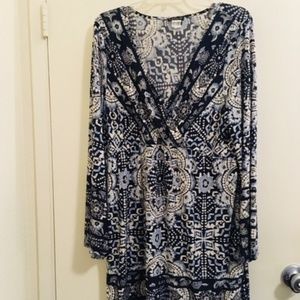 Venus floral blue dress long sleeve Sz XL